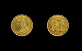 Queen Victoria - Jubilee Head 22ct Gold Half Sovereign London Mint - Date 1887.