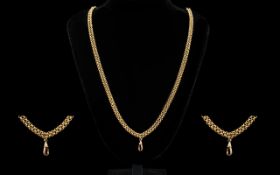 Victorian Period - Good Quality Pinchbeck Muff Chain. 53 Inches - 133 cm In length.