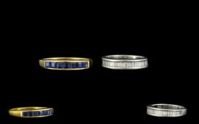 Platinum Baguette Cut Diamond Set Half Eternity Ring, Marked 950. Est Diamond Weight 1.