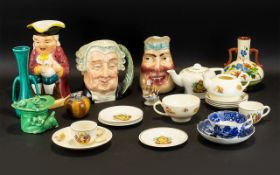 A Box Of Miscellaneous Items To include Doulton character jug 'The Lawyer' musical character jug,