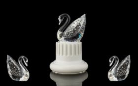 Swarovski Silver Crystal Commemorative Edition 1995 Figure ' The Centenary Swan ' on Stand.