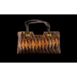 Jane Shilton Vintage Reptile Leather Bag top handle bag with diamond patch work,