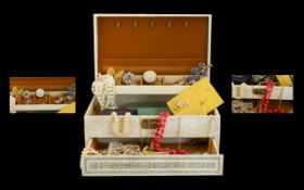 A Quantity Of Mixed Costume Jewellery Housed in three compartment jewellery box containing paste