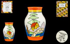 Wedgwood Bizarre Clarice Cliff Hand Painted Limited Edition Isis Vase - Orange Roof Cottage Number