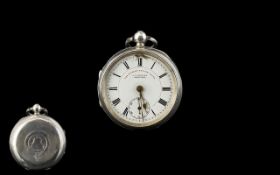 The Express English Lever Solid Silver Open Faced Key-wind Pocket Watch with Key,