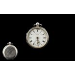 The Express English Lever Solid Silver Open Faced Key-wind Pocket Watch with Key,