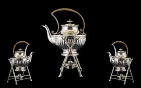 Victorian Period Top Quality Silver Plated Spirit Kettle and Stand,