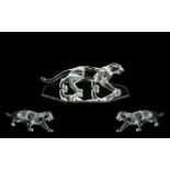 Swarovski Silver Crystal Figure ' African Wildlife Series ' Leopard ' Designer Michael Stamey.