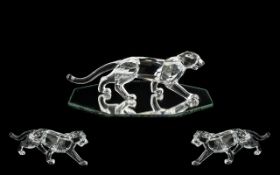Swarovski Silver Crystal Figure ' African Wildlife Series ' Leopard ' Designer Michael Stamey.