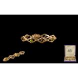 Antique Period - Attractive Designed 9ct Rose Gold Bracelet Set with Peridot's and Amethysts with