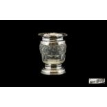 Edwardian Period Silver and Cut Glass Vase of Pleasing Proportions. Frilled Design Border.