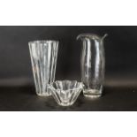 A Small Collection Of Contemporary Glassware Three pieces in total to include tall,