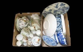 Two Boxes Containing A Quantity Of 20th Century Porcelain Contains various tea services,