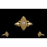 Antique Period 18ct Gold Marquise Shaped Diamond and Seed Pearl Dress Ring. Marked 18ct.