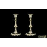 John Sanderson Fine Pair of Mid 19th Century Cast Silver Plated Candlesticks of Pleasing Form.