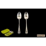 Scottish - Pair of Silver Celtic Design Teaspoons Boxed - From the Late 19th Century.