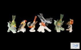 A Collection of Goebel Hand Painted Ceramic Bird Figures ( 6 ) Six In Total. From The 1960's /