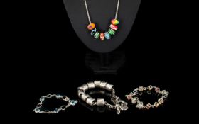 A Collection Of Contemporary Silver Jewellery Most marked 925 for silver, comprising chunky bead