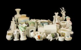 A Collection of Miniature Ceramics, Mainly Crested, Some Blackpool to include some animals, a pig,