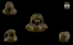 Japanese Late 19th Century Signed Carved Boxwood Netsuke,