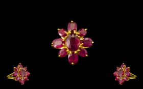 Ruby Flower Shape Ring, the centre oval