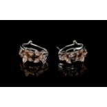 Pair Of 9ct Gold Diamond Earrings, The F