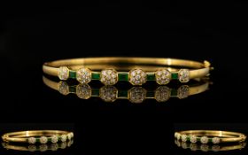 18ct Gold - Attractive Emerald and Diamo
