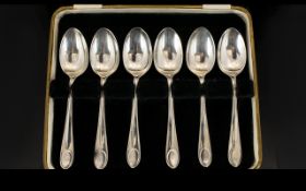 A Boxed Set Of Six Silver Teaspoons, Of