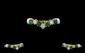 18ct Gold - Attractive Emerald and Diamo