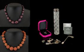 A Small Collection Of Jewellery And Accessories Mostly silver, to include cut glass,