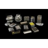 A Mixed Collection Of Vintage Lighters Approx 15 in total to include silver tone American style,