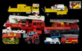 A Quantity Of Playworn Diecast Models To include Matchbox Supertoys K39 Fire Engine, K9 fire engine,