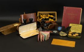 A Box of Assorted Collectables to include a box of chess pieces, Lumiere Paris pair of binoculars,