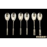 Liberty & Co 1930's Archival Patterns Sterling Silver Tea Spoon Set Six teaspoons, each fully