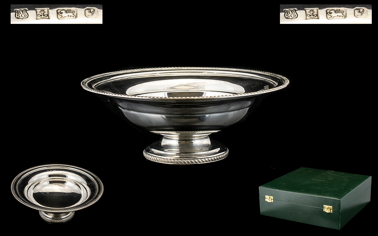 Elizabeth II Nice Quality And Heavy Footed Silver Fruit Bowl comes with presentation display lidded