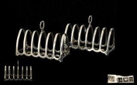 Elizabeth II Nice Quality Pair of Sterling Silver Six Tier Toast Racks of Elongated Form,