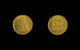 Queen Victoria 22ct Gold Jubilee Head Half Sovereign - Date 1887.