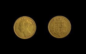 Queen Victoria Young Head - 22ct Gold Half Sovereign - Date 1885.