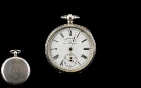 German - Silver Key-wind Open Faced Pocket Watch, Winner of Six Prize Medals for Quality.