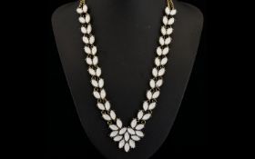 Faux Moonstone Statement Necklace,