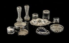 A Small Collection Of Silver Items To include a bon bon dish , hallmarked Birmingham H - 1932,