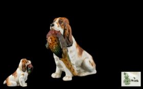 Royal Doulton - Early Hand Painted Porcelain Dog Figure ' Cocker Spaniel ' with Pheasant.