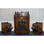 Art Nouveau Coal Oak Cupboard with fall front and liner.