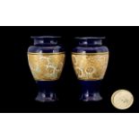 Royal Doulton Pair of Chine Ware Vases of Tapered Form. c.1890 - 1900.