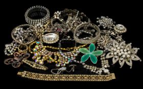 A Mixed Collection Of Costume Jewellery To include 1960's A/B crystal set swag necklace,