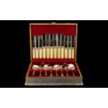 A Silver Plated Cutlery Set Complete with red velvet lined box, all pieces intact,