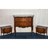 French Style Shaped Commode Verdie marble top with serpentine front and short cabriole legs with