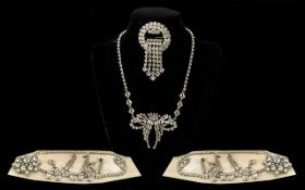 A Vintage Crystal Set Statement Necklace Ornate necklace circa 1950's,