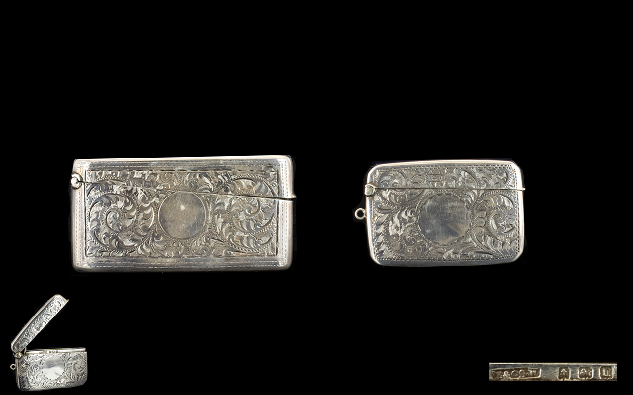 George V - Nice Quality Early Silver Hinged Card Case of Rectangular Shape. - Image 2 of 2