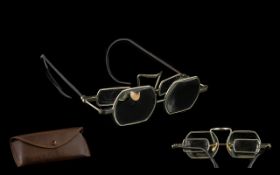 Antique Magnifying Spectacles Steel framed double lens spectacles with thin, curved arms,